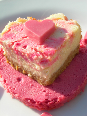 Coeur de cheesecake marbré rose, par Sab du blog plaisir de gourmandise