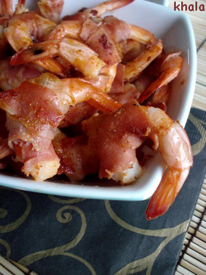 Crevettes sautées au jambon serrano et paprika, par Khala du blog Khala et compagnie