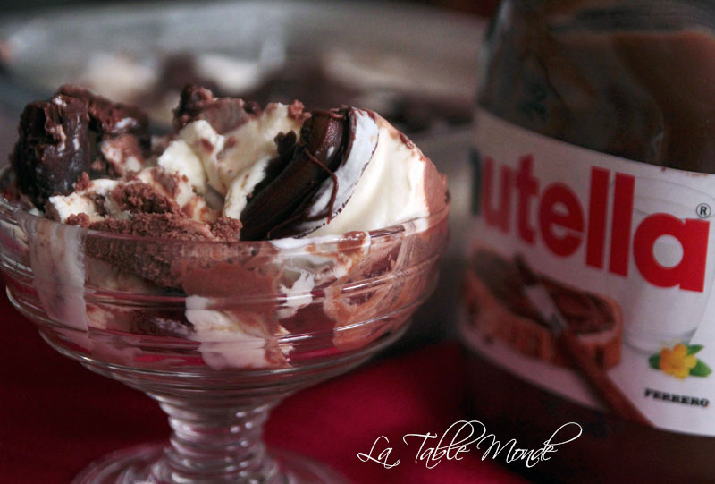 Sundae crème glacée pâte à tartiner chocolat-noisette (Nutella...)