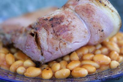 Mojettes à la tomate et jambon de pays